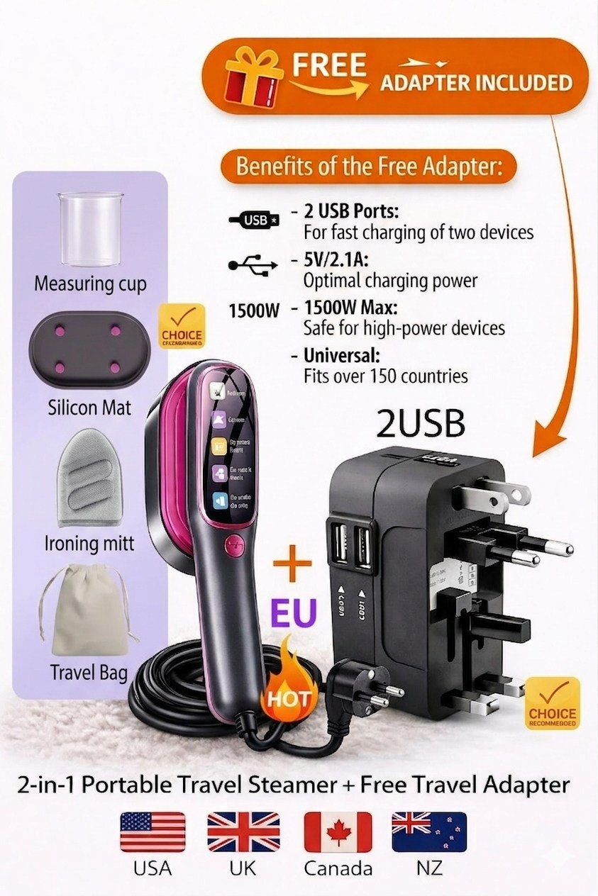 2-in-1 Portable Travel Steamer — Wrinkle-Free Clothes Anywhere in 30 Seconds